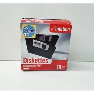 Genuine Imation IBM Formatted 2HD 1.44 Diskettes (9 Pack) Open Box